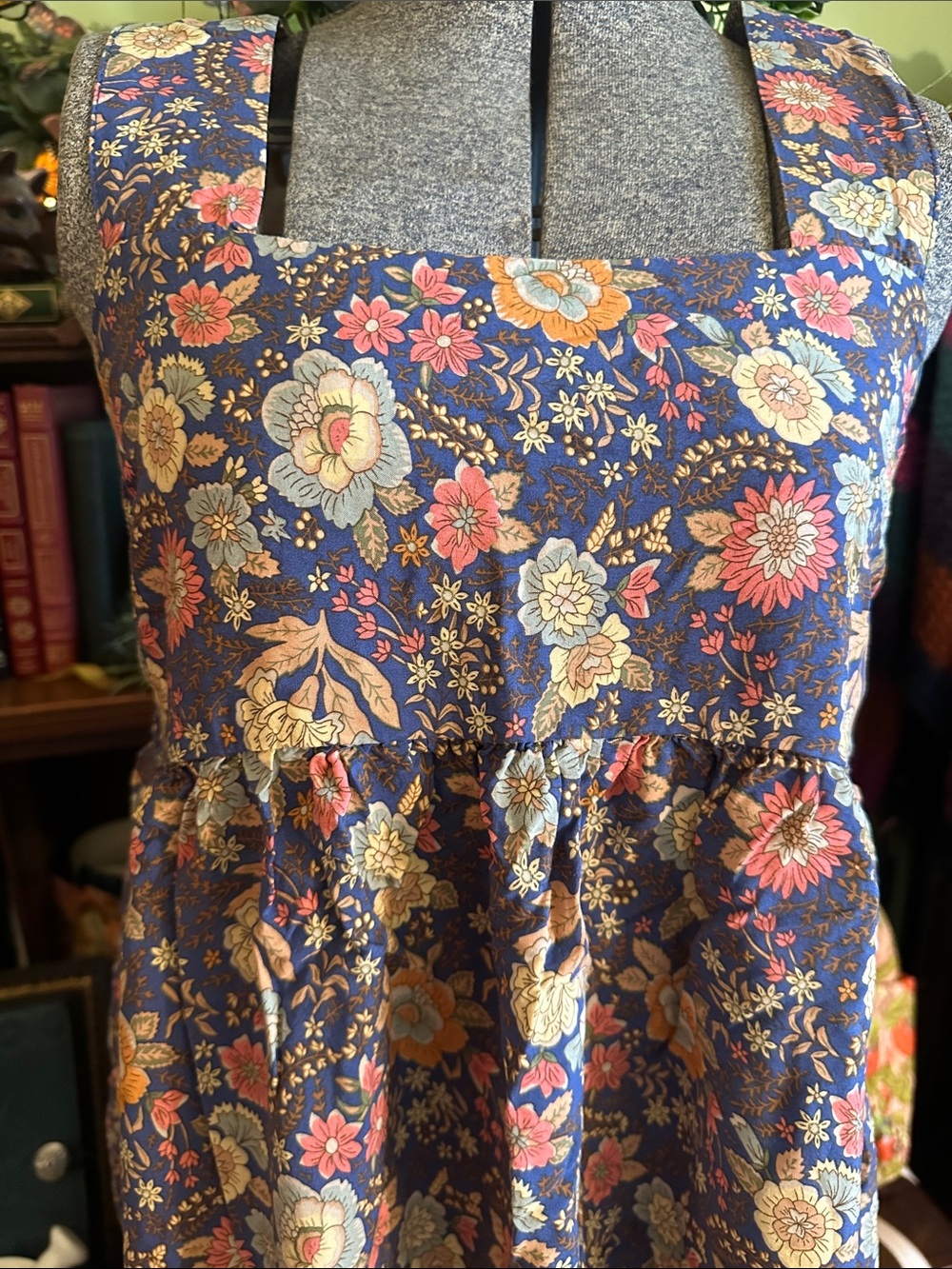 Natural Life Tricia Blue Garden Dress Floral Flower Colonial Blockprint M - Picture 3 of 11